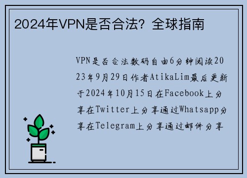 2024年VPN是否合法？全球指南 