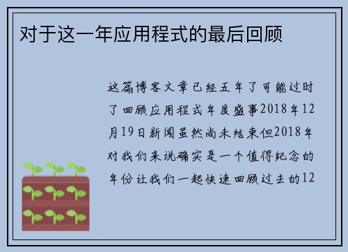 对于这一年应用程式的最后回顾 